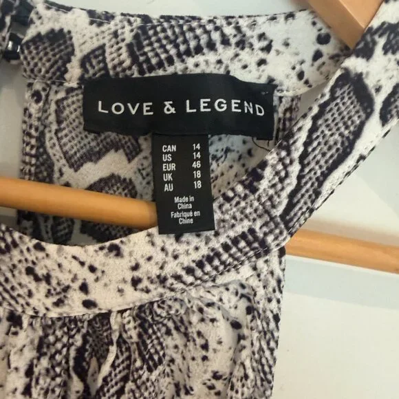 Love & Legend Women Snake Print Utility One Piece Sleeveless Jumpsuit Size 14 - Picture 3 of 3